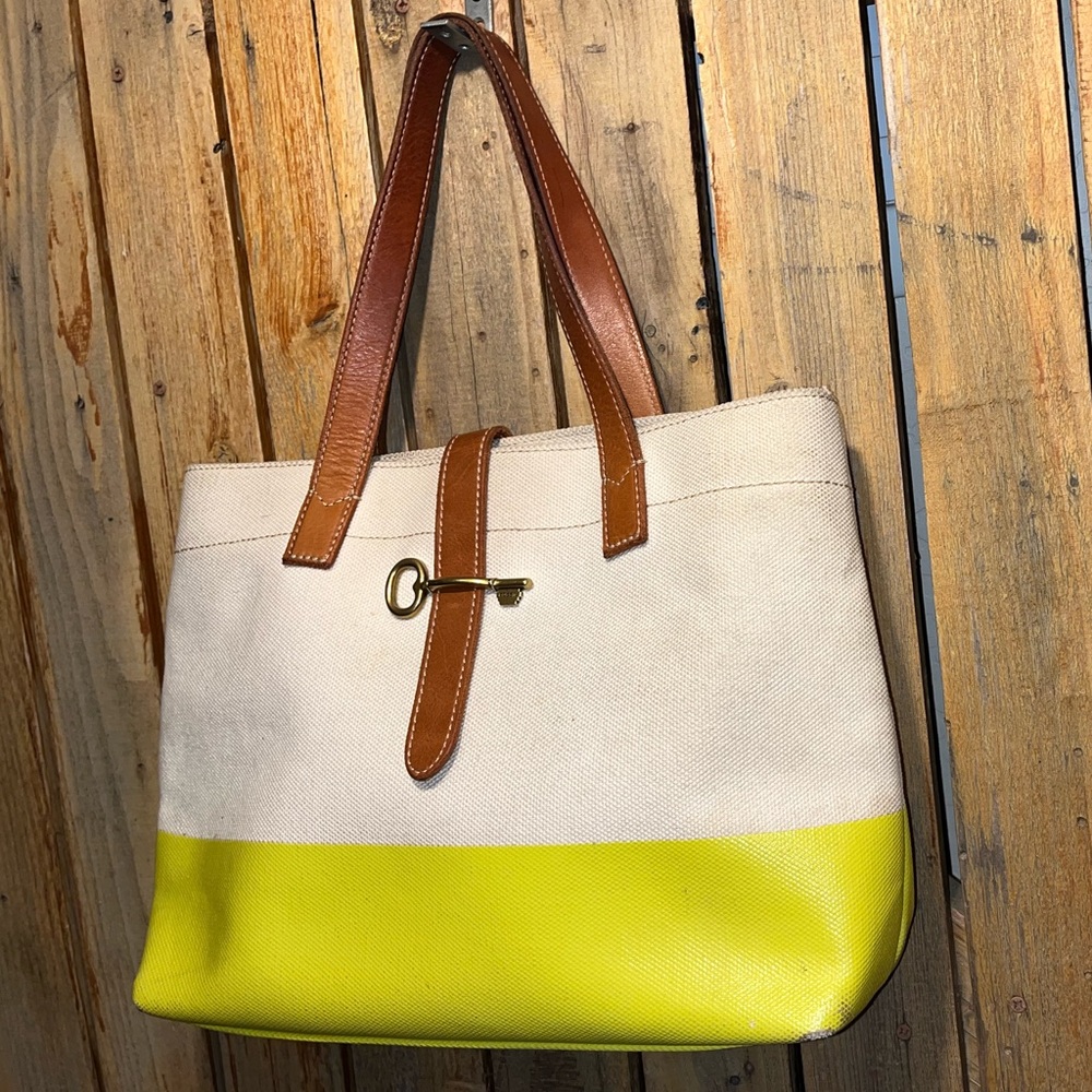 Fossil Canvas Bag With Leather Trim - image 4